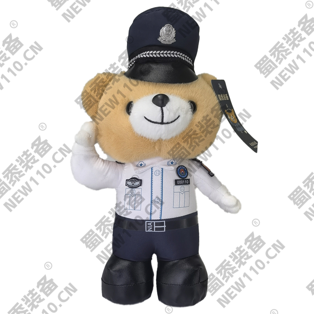 新款白色敬礼移民警察小熊39cm高